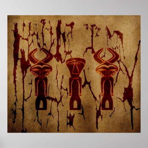 Abstract african tribal cave drawing poster