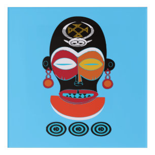 Abstract African tribal colorful face tattoo art