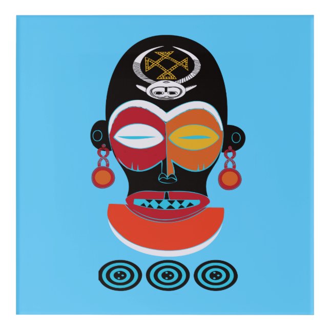 Abstract african tribal colorful mask acrylic print (Front)