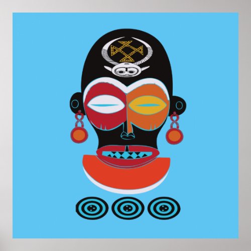 Abstract african tribal colorful mask poster