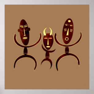 Abstract African tribal dance scene art Poster
