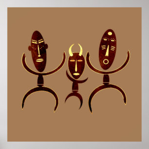 Abstract African tribal dance scene art Poster
