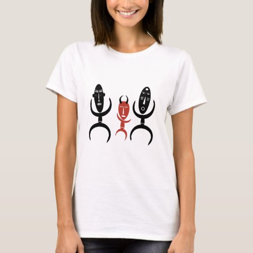 Abstract african tribal dancing portrait T_Shirt