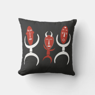 Abstract african tribal dancing portrait throw pillow