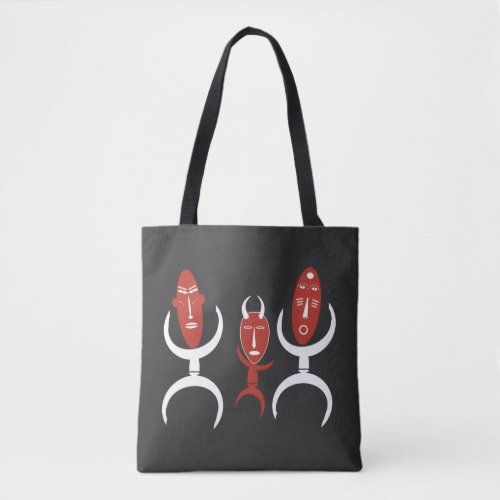 Abstract african tribal dancing portrait tote bag