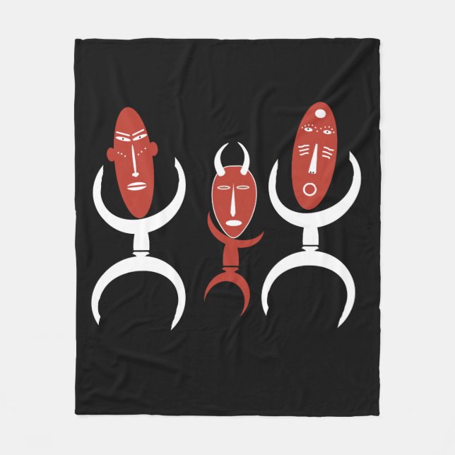 Abstract African tribal dancing scene Fleece Blanket (Front)