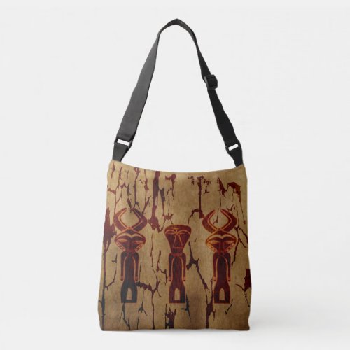 Abstract african tribal drawing crossbody bag