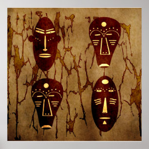 Abstract african tribal drawing poster