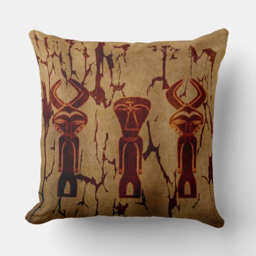 Abstract african tribal drawing throw pillow