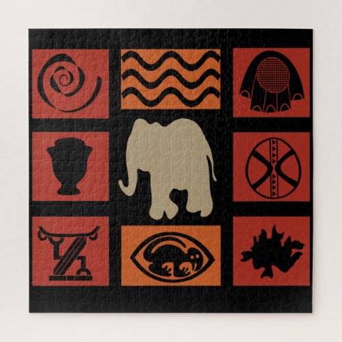 Abstract African tribal elephant art Jigsaw Puzzle