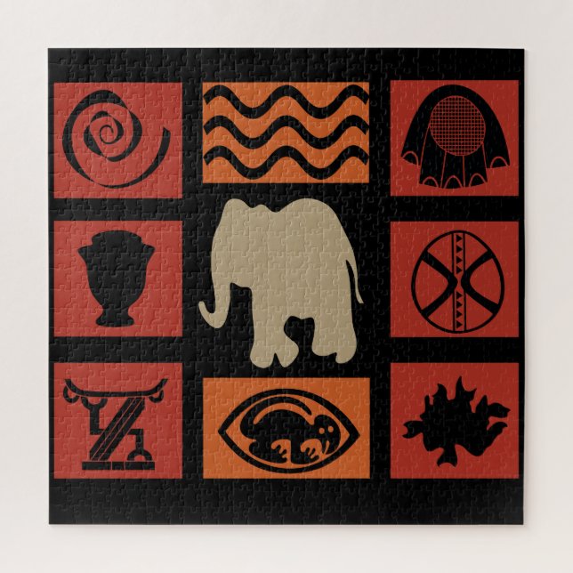 Abstract African tribal elephant art Jigsaw Puzzle (Vertical)