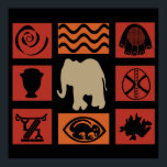 Abstract African tribal elephant art Poster<br><div class="desc">Original colorful African tribal portrait with fantastic tribal ethnic ornament is a great birthday, holiday, and Christmas gift idea for people who love African motifs, culture, and history. The best afro modern unique style illustration for your wardrobe collection. If you like what you see, check out similar designs in the...</div>
