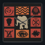 Abstract African tribal elephant art Square Wall Clock<br><div class="desc">Original colorful African tribal portrait with fantastic tribal ethnic ornament is a great birthday, holiday, and Christmas gift idea for people who love African motifs, culture, and history. The best afro modern unique style illustration for your wardrobe collection. If you like what you see, check out similar designs in the...</div>