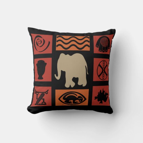 Abstract African tribal elephant art Throw Pillow
