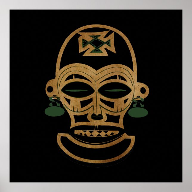 Abstract African tribal face tattoo drawing Poster (Front)