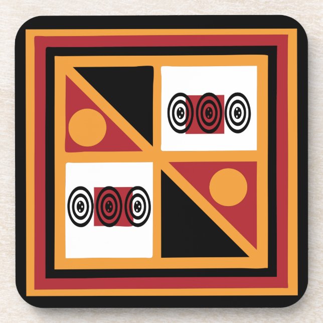 Abstract African tribal geometric pattern Beverage Coaster (Front)