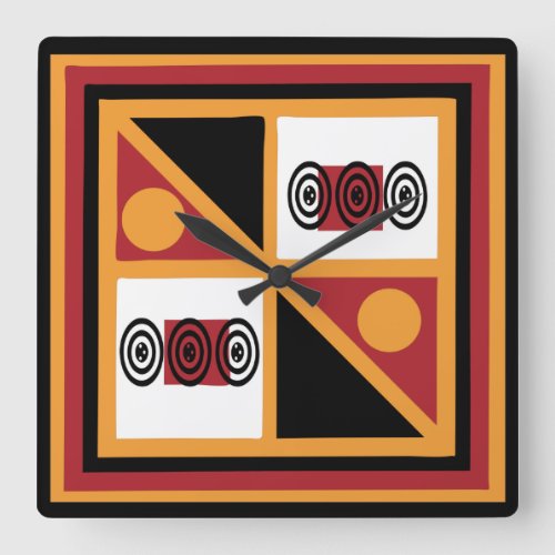Abstract African tribal geometric pattern Square Wall Clock
