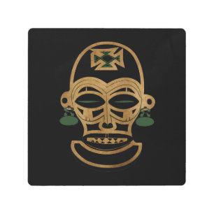 Abstract African tribal mask drawing Metal Print