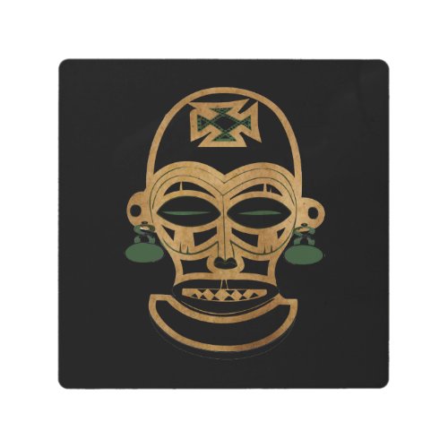 Abstract African tribal mask drawing Metal Print