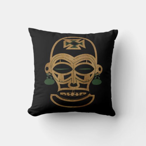 Abstract African tribal mask drawing Throw Pillow