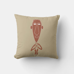 Abstract African tribal modern portrait Throw Pillow