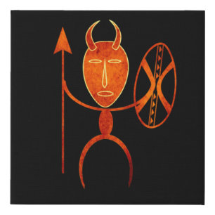 Abstract African tribal portrait Faux Canvas Print