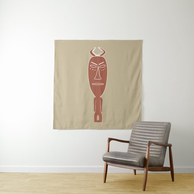Abstract African tribal portrait Tapestry (In Situ)