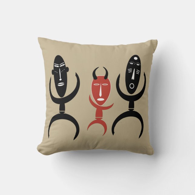 Abstract African tribal ritual dancing Throw Pillow (Front)