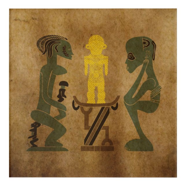 Abstract African tribal ritual scene Acrylic Print (Front)