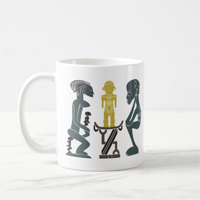 Abstract African tribal ritual scene art Coffee Mug (Left)