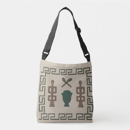 Abstract African tribal ritual scene art Crossbody Bag