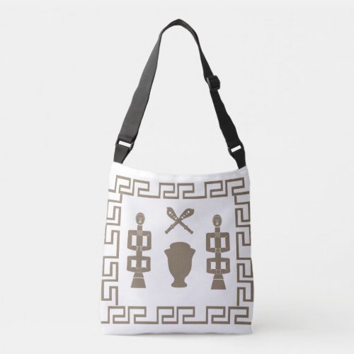 Abstract African tribal ritual scene art Crossbody Bag