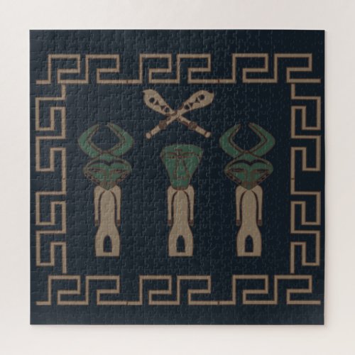 Abstract African tribal ritual scene art Jigsaw Puzzle