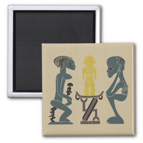 Abstract African tribal ritual scene art Magnet