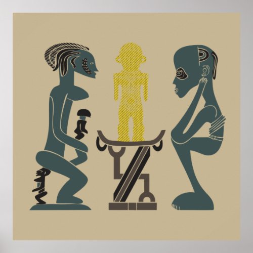 Abstract African tribal ritual scene art Poster