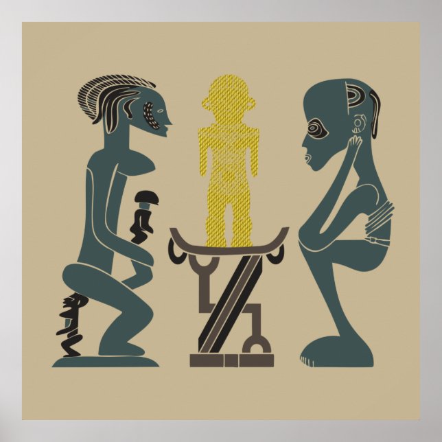 Abstract African tribal ritual scene art Poster (Front)