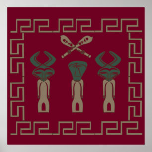 Abstract African tribal ritual scene art Poster