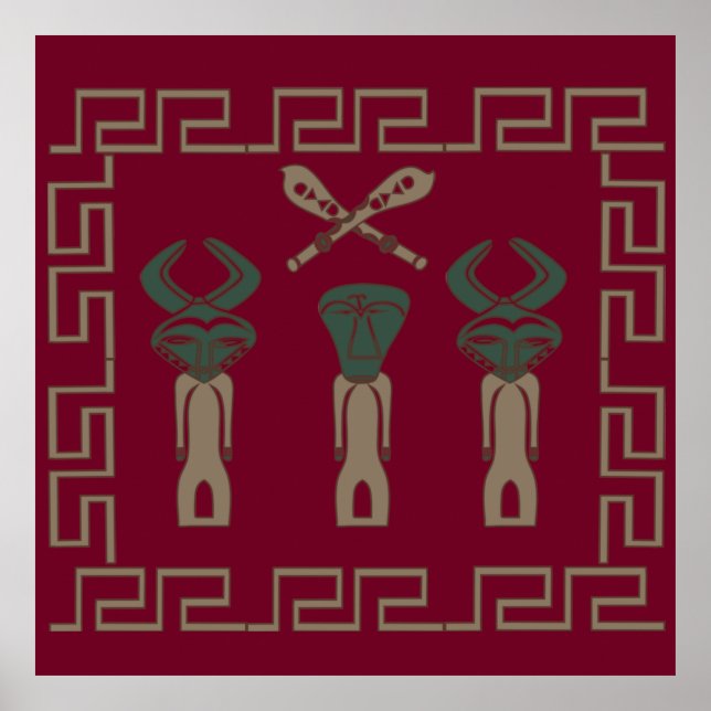 Abstract African tribal ritual scene art Poster (Front)