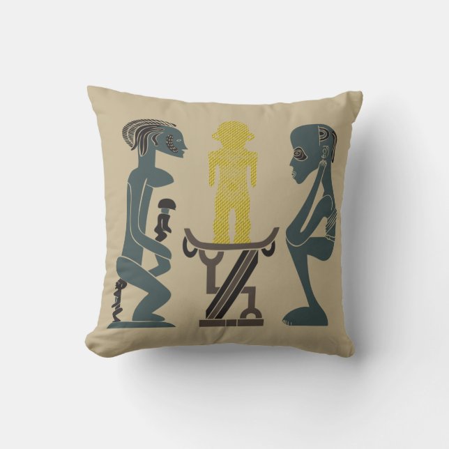 Abstract African tribal ritual scene art Throw Pillow (Front)