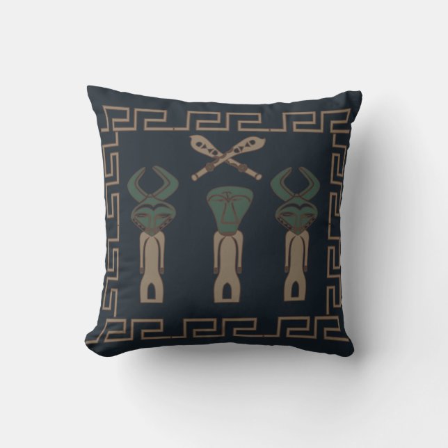 Abstract African tribal ritual scene art Throw Pillow (Front)
