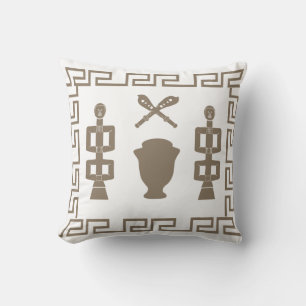 Abstract African tribal ritual scene art Throw Pillow