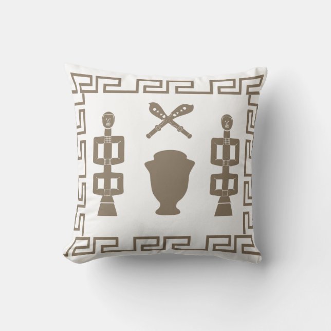 Abstract African tribal ritual scene art Throw Pillow (Front)