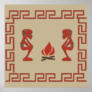 Abstract African tribal ritual scene Poster