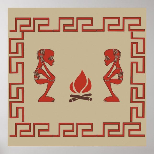 Abstract African tribal ritual scene Poster (Front)