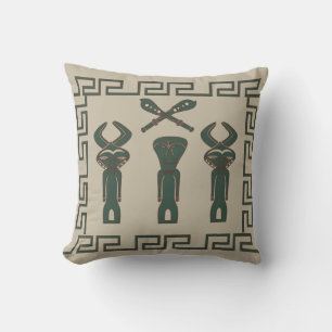 Abstract African tribal ritual scene Throw Pillow