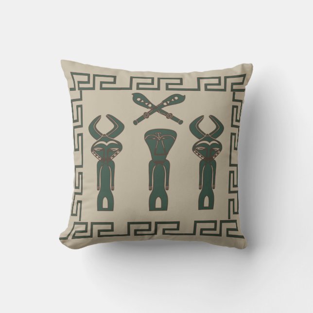 Abstract African tribal ritual scene Throw Pillow (Front)
