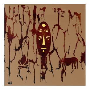 Abstract African tribal scene art