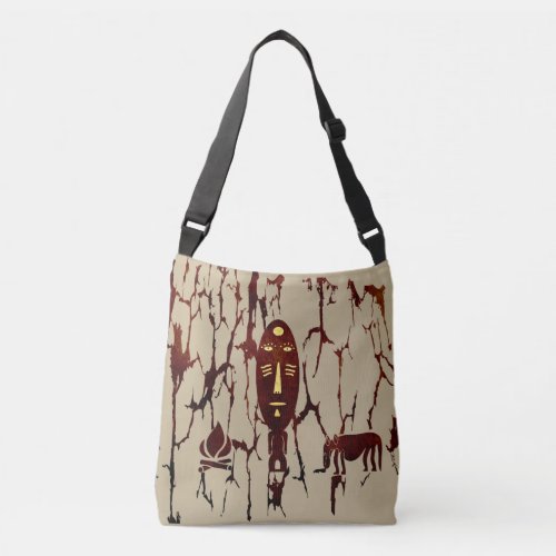 Abstract African tribal scene art Crossbody Bag