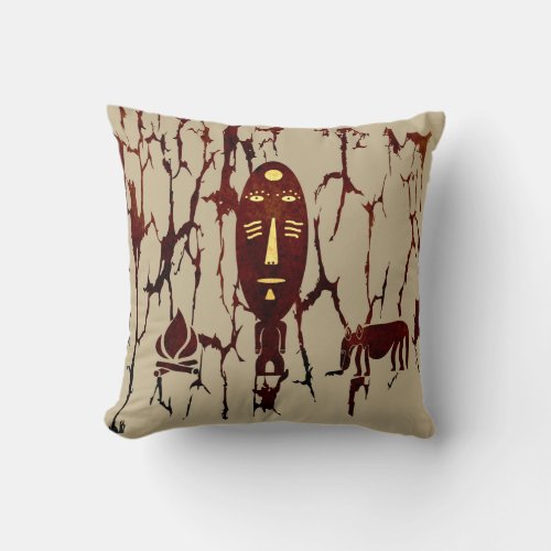 Abstract African tribal scene art Throw Pillow