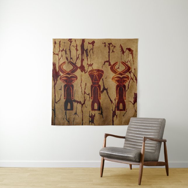 Abstract African tribal silhouette drawing  Tapestry (In Situ)